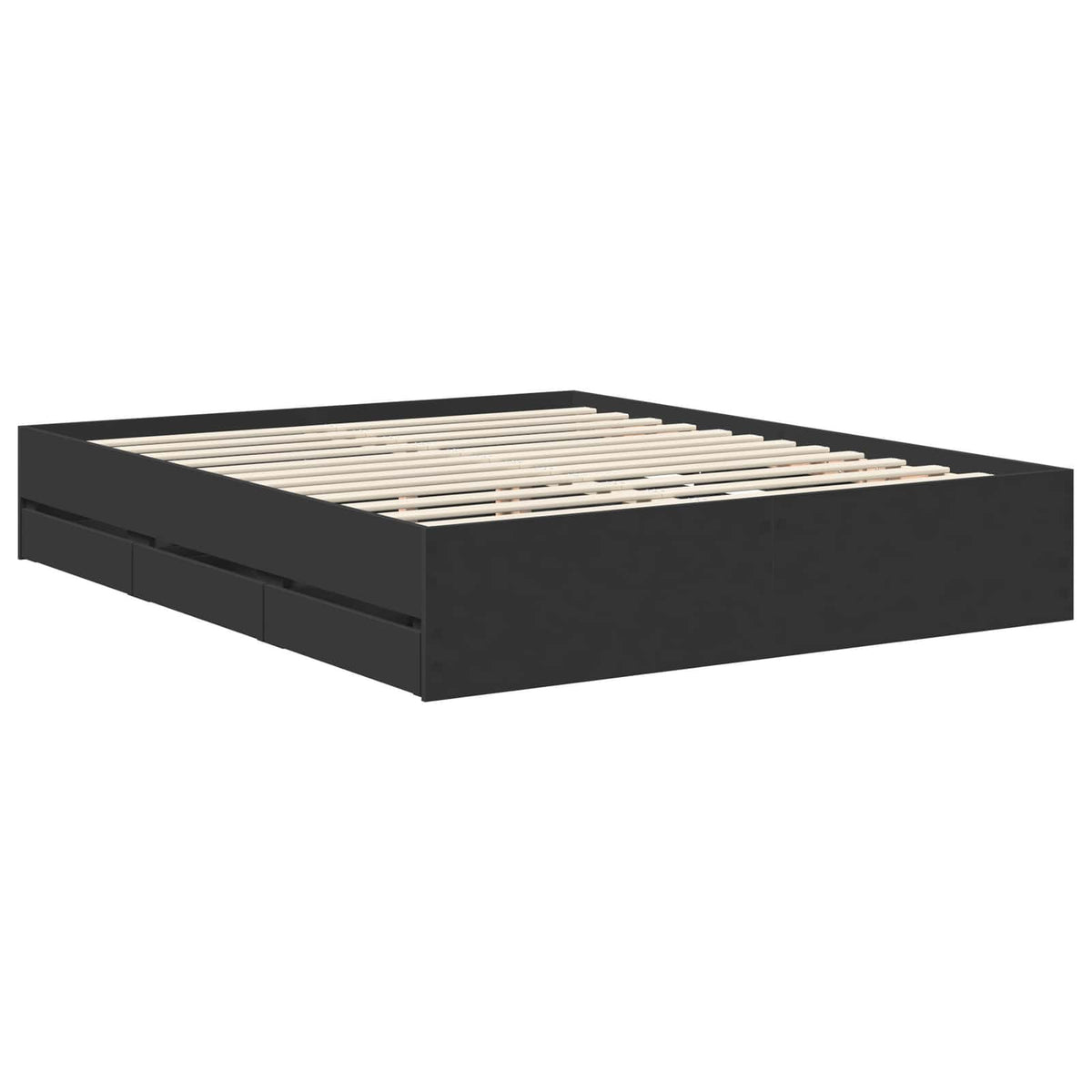 Bed Frame with Drawer Engineer Wood Length 200 cm Black 160 cm