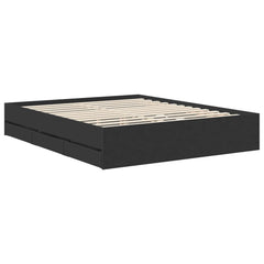 Bed Frame with Drawer Engineer Wood Length 200 cm Black 160 cm