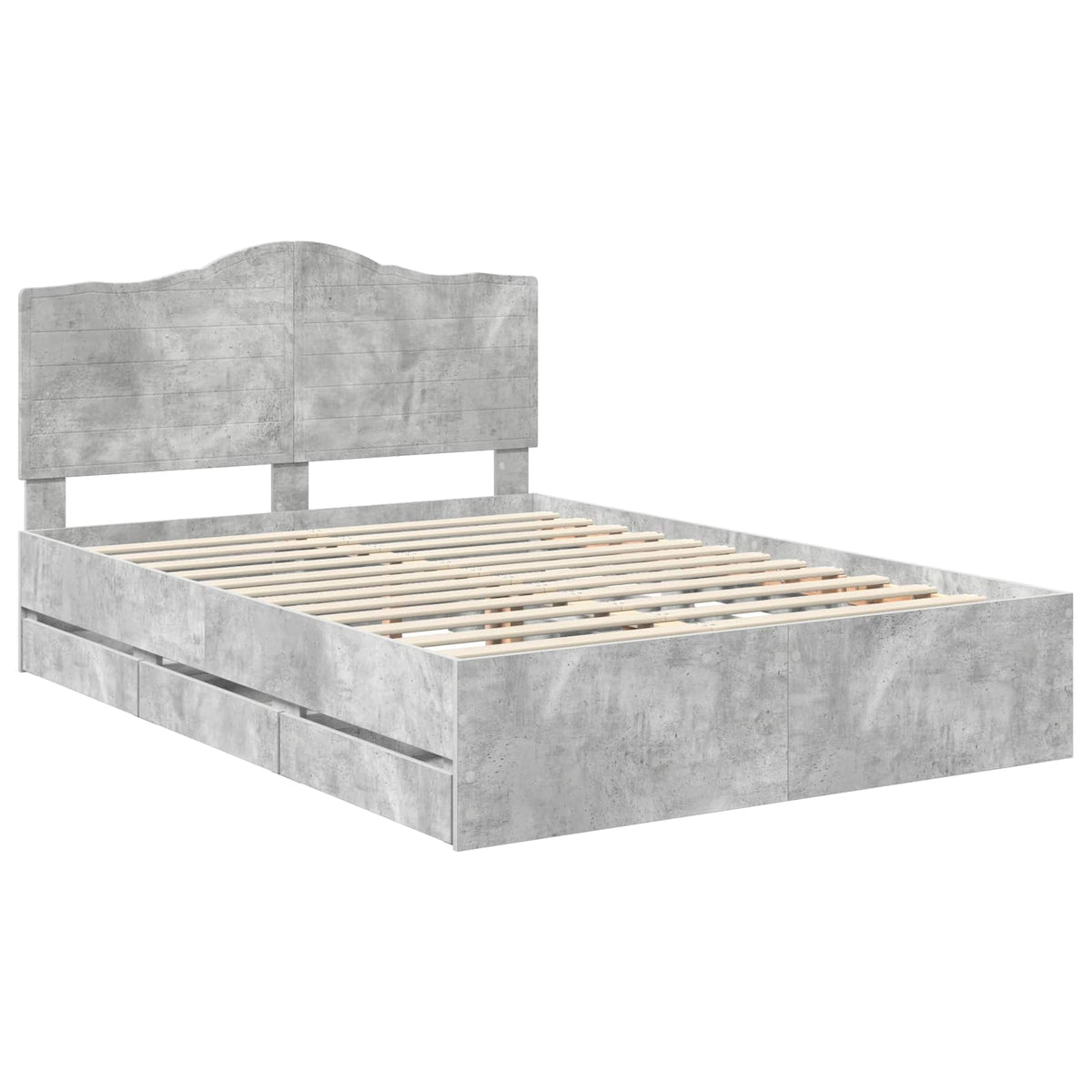 Bed Frame with Drawer Engineer Wood Length 200 cm Concrete Grey 140 cm