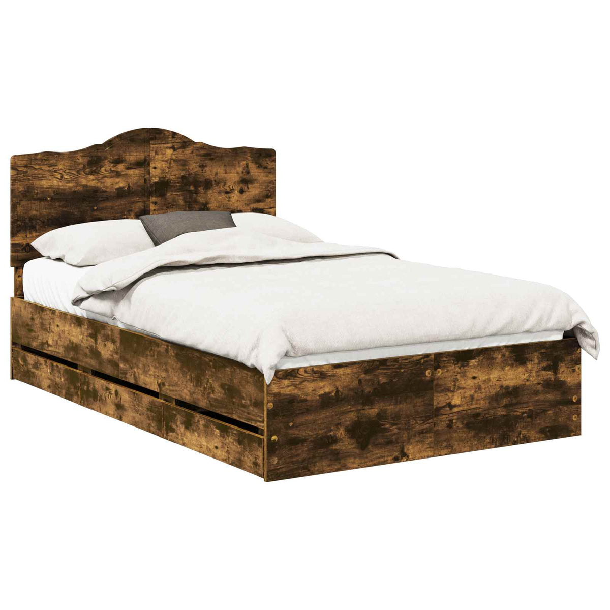Bed Frame Drawer Engineer Wood Smoked Oak