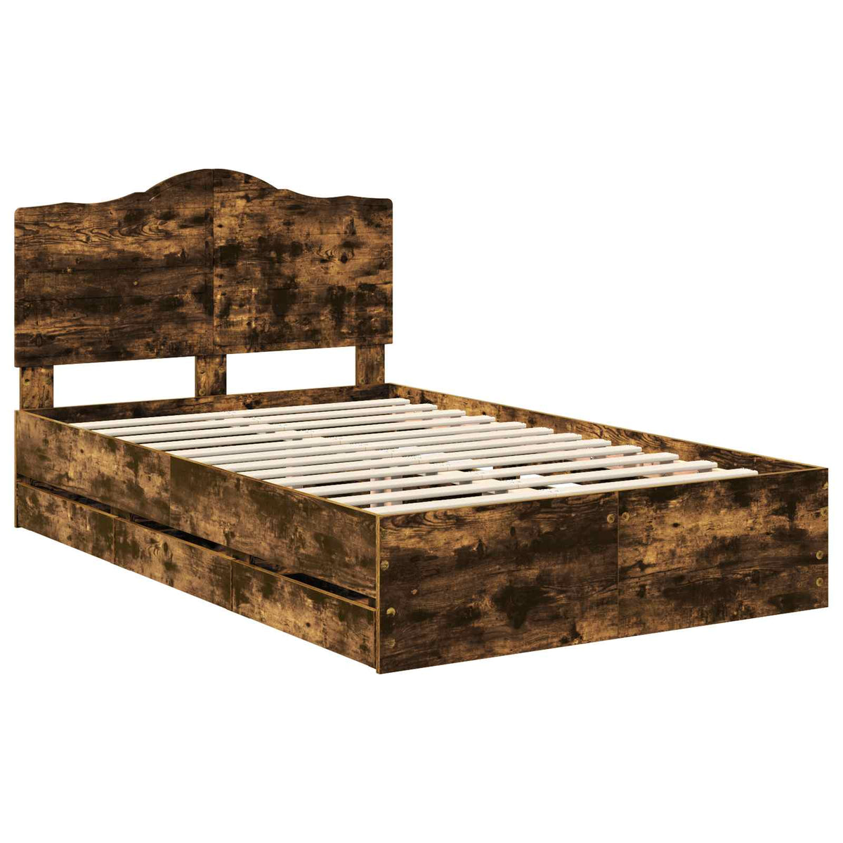 Bed Frame Drawer Engineer Wood Smoked Oak