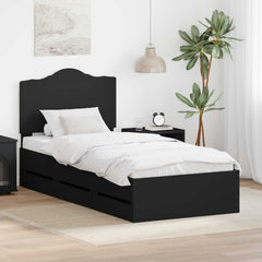 Bed Frame with Drawer Engineer Wood Length 200 cm Black 100 cm