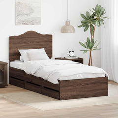 Bed Frame Drawer Engineer Wood Brown oak