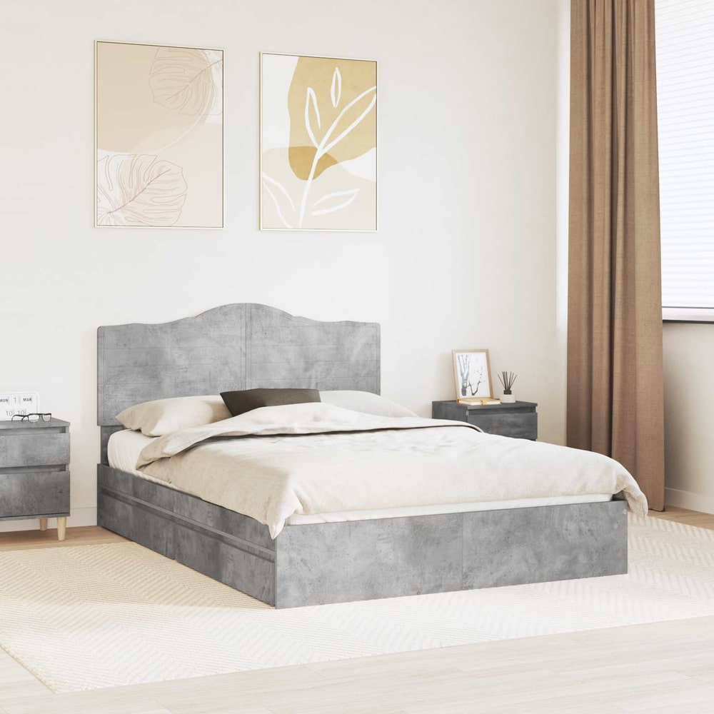 Storage Bed Engineered Wood Length 200 cm Concrete Grey 150 cm