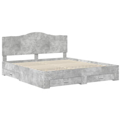 Bed Frame Engineered Wood Length 200 cm Concrete Grey 200 cm