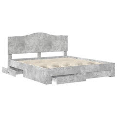 Bed Frame Engineered Wood Length 200 cm Concrete Grey 200 cm