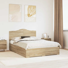 Bed Frame 140 x 190 cm Engineered Wood Sonoma oak