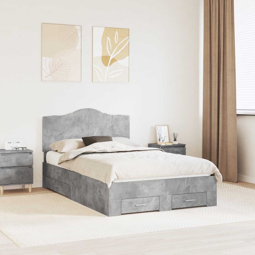 Bed Frame Engineered Wood Concrete grey