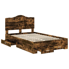 Bed Frame with Drawer 120 x 190 cm Engineered Wood Smoked oak