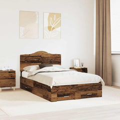 Bed Frame with Drawer 120 x 190 cm Engineered Wood Old wood