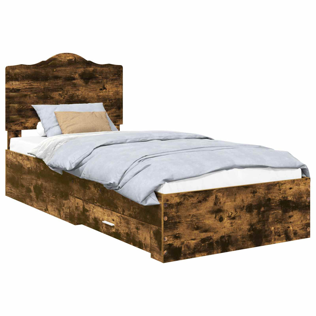 Bed Frame with Drawer 90 x 190 cm Engineered Wood Smoked oak