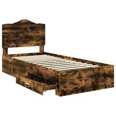 Bed Frame with Drawer 90 x 190 cm Engineered Wood Smoked oak