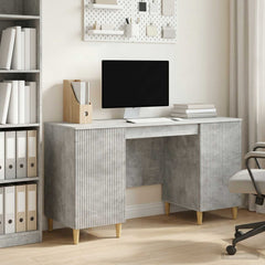 Desk with Shelf 142.5 x 50 x 75 cm Engineered Wood Concrete grey