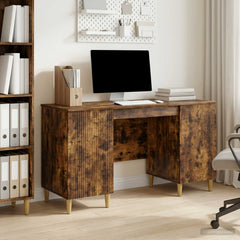 Desk with Shelf 142.5 x 50 x 75 cm Engineered Wood Smoked oak
