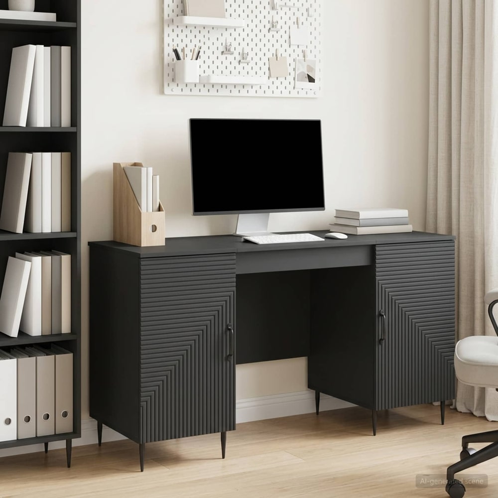Desk 142.5 x 50 x 75 cm Engineered Wood Black