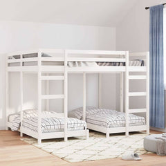 Triple Bunk Bed Frame Solid Pine Wood White 160 x 200 cm