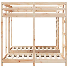 Triple Bunk Bed Frame Solid Pine Wood Natural 140 x 200 cm