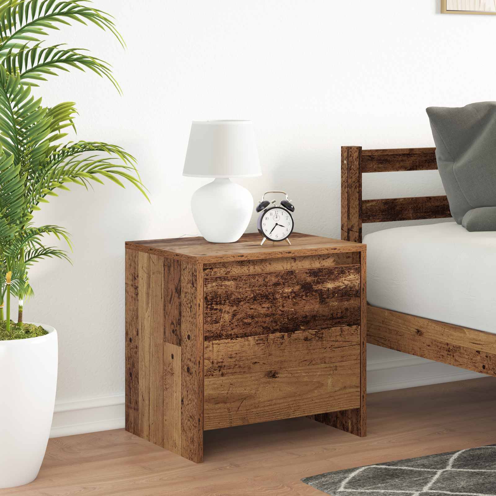 Bedside Cabinet Engineered Wood in Old Wood