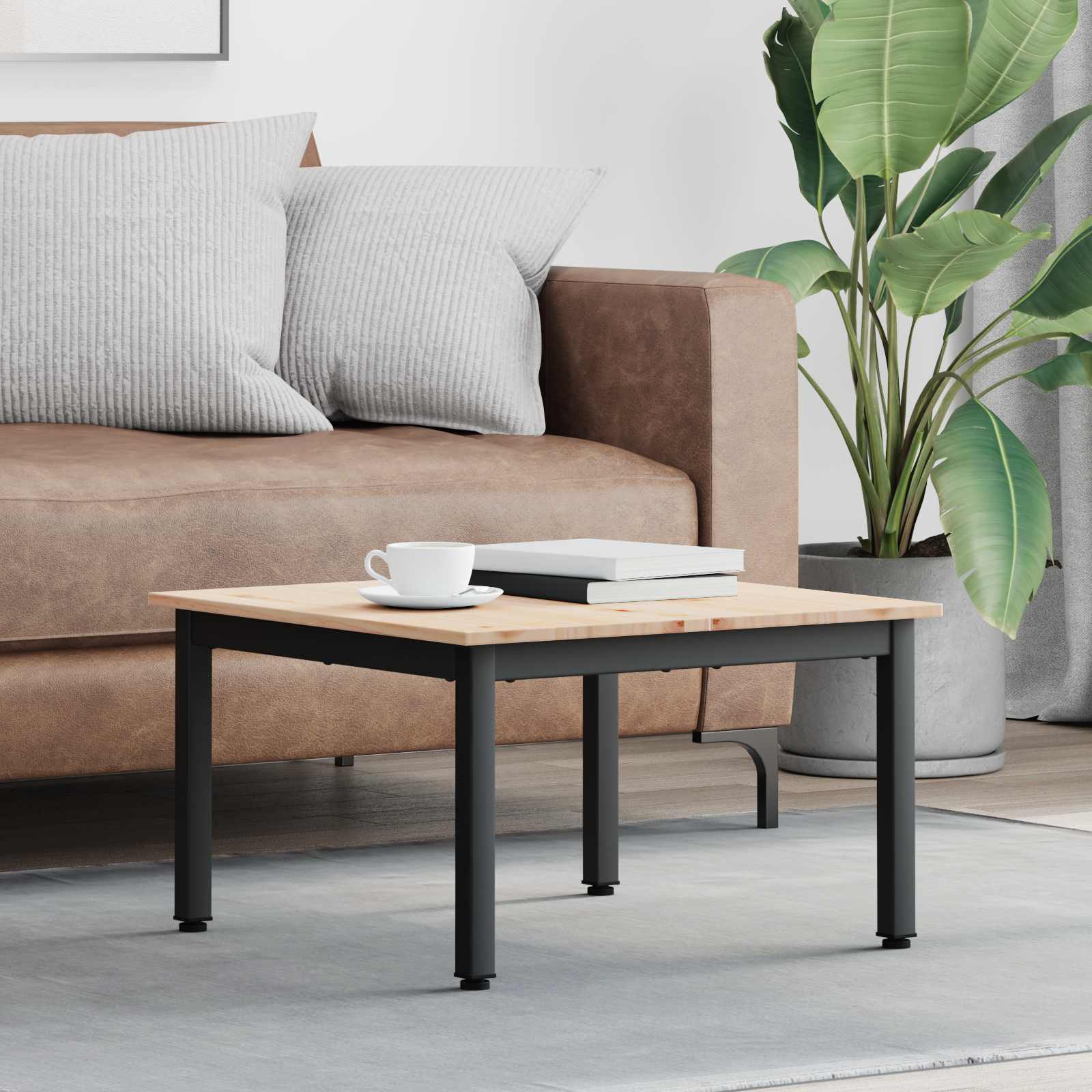 vidaXL Coffee Table Natural 60 x 60 x 36 cm Solid Pine Wood 1