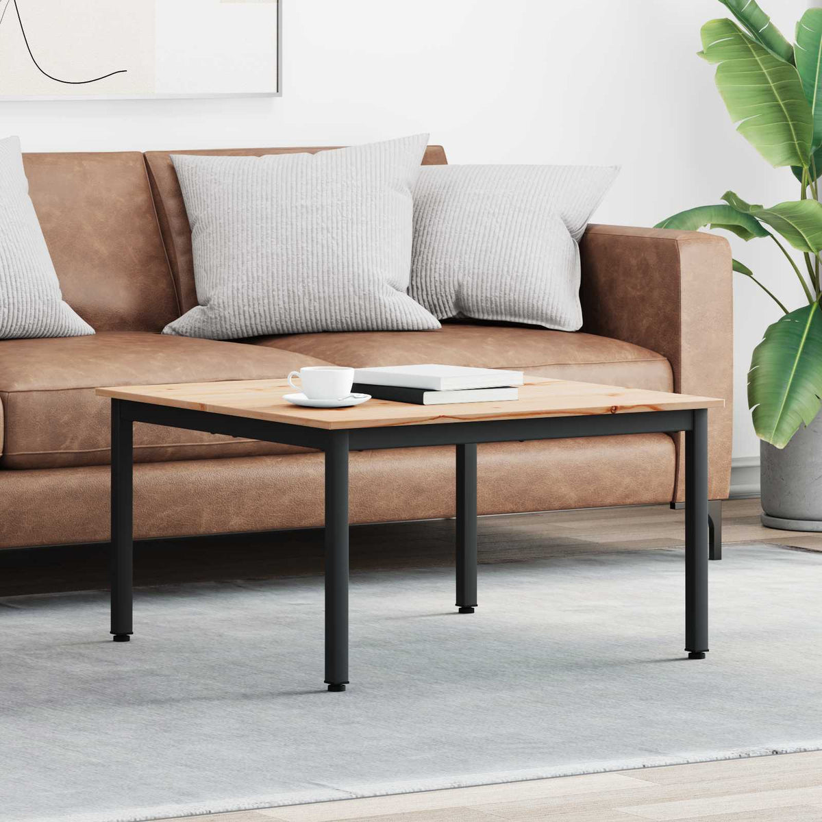 vidaXL Coffee Table Solid Pine Wood Natural