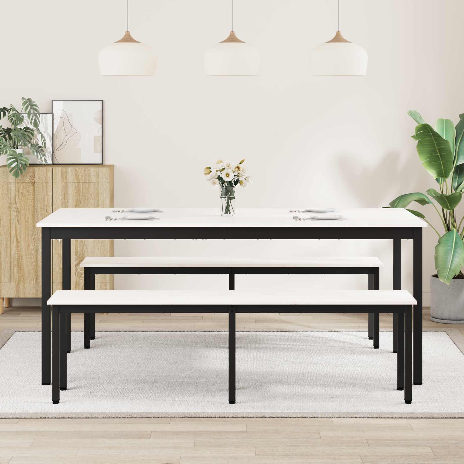 vidaXL Dining Table White 180 x 90 x 75 cm Solid Pine Wood 4