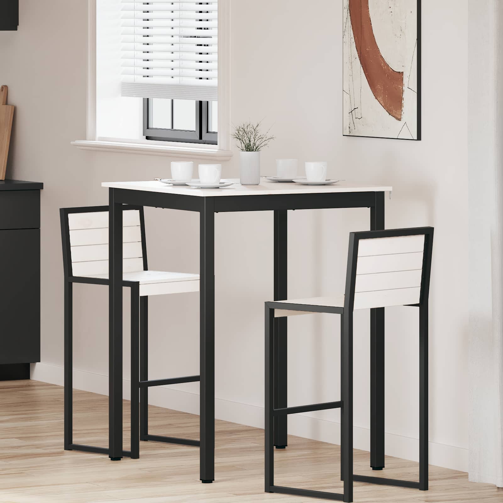 vidaXL Bar Table White 80 x 80 x 105 cm Solid Pine Wood 1