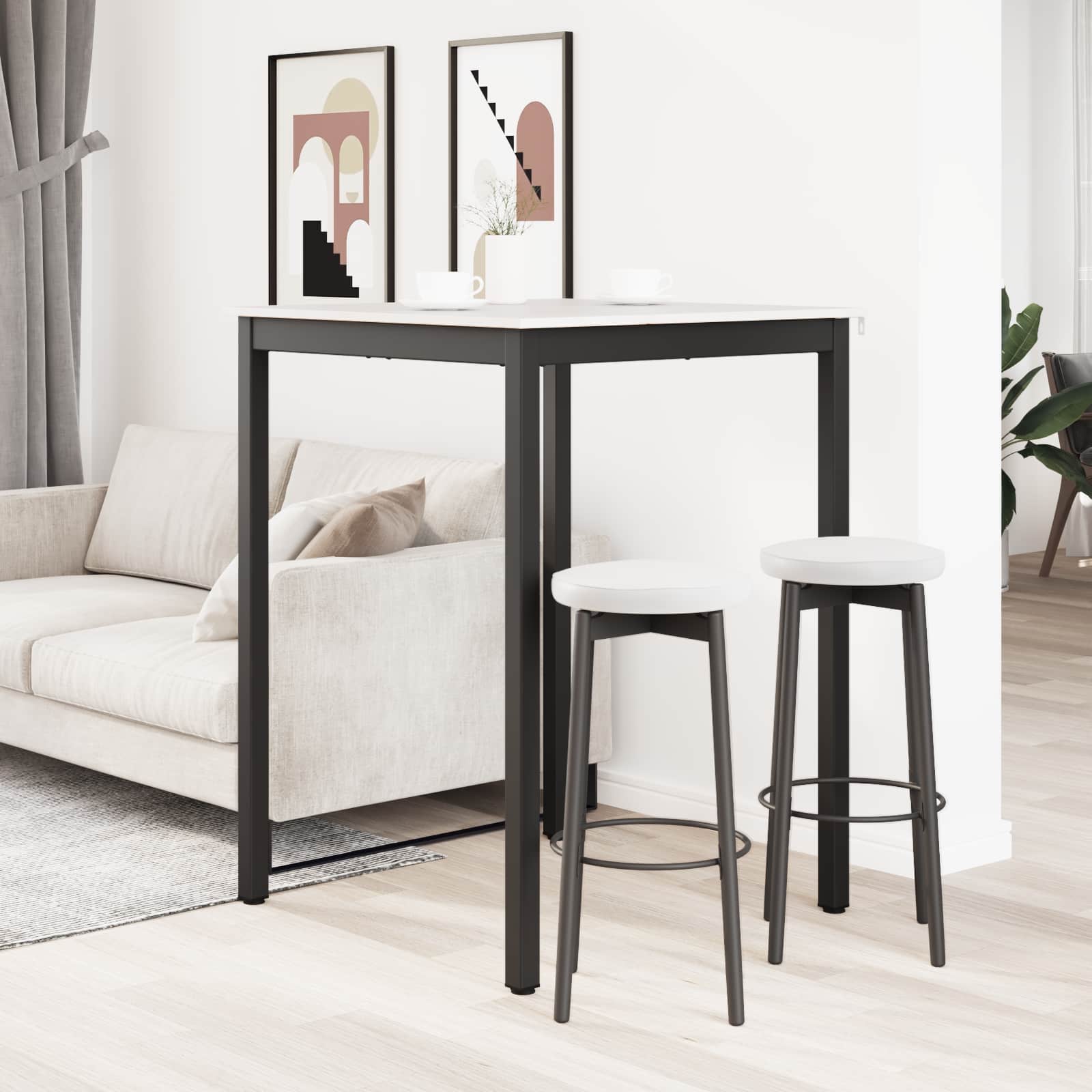 vidaXL Bar Table White 80 x 80 x 105 cm Solid Pine Wood 4