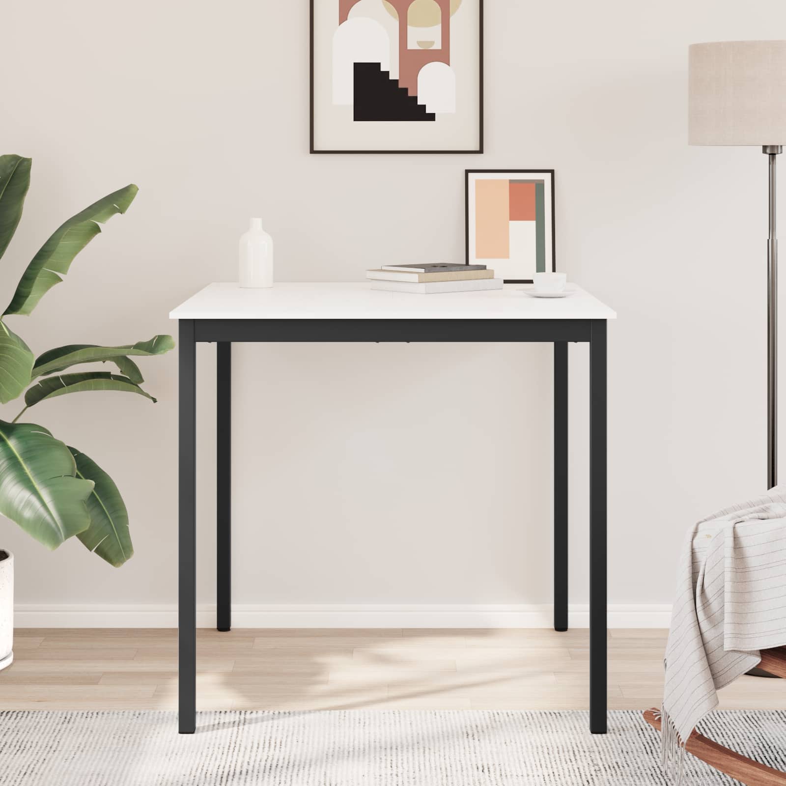 vidaXL Bar Table White 110 x 110 x 105 cm Solid Pine Wood 4