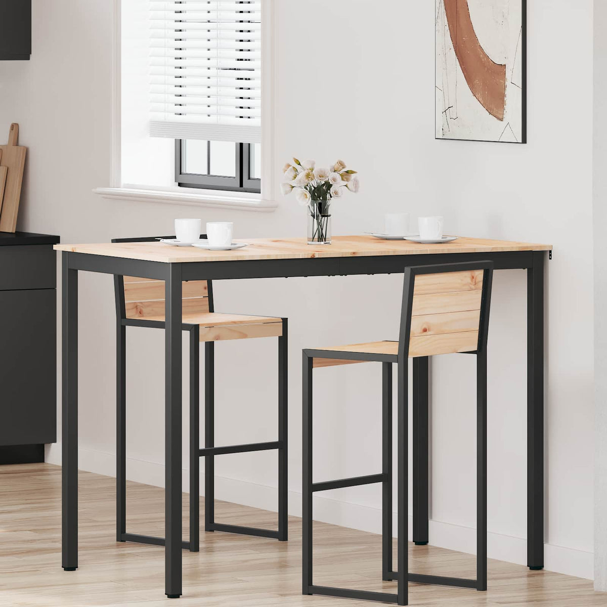 Bar Table Solid Pine Wood in Natural