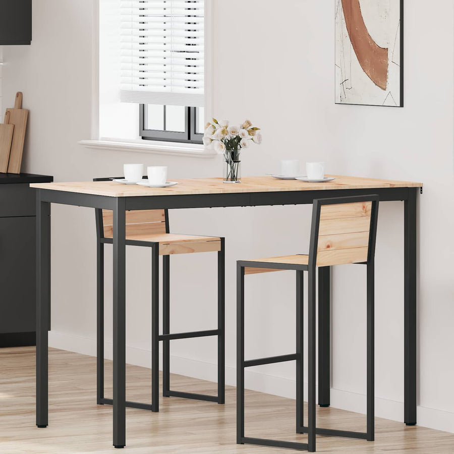 Bar Table Solid Pine Wood Natural Rectangular
