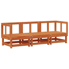 vidaXL Sectional Sofa Units 3-Seater Solid Pine Wood Wax Brown 2
