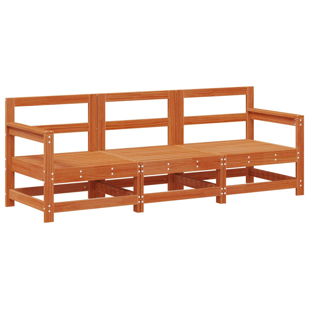 Garden Solid Pine Wood Wax Brown 62 x 62 x 70.5 cm Wax Brown Pinewood 3-seater sofa