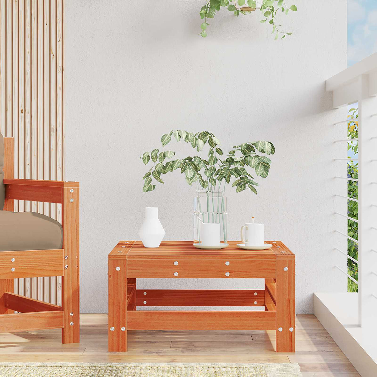 vidaXL Garden Footrest Solid Pine Wood Wax Brown Pine 1