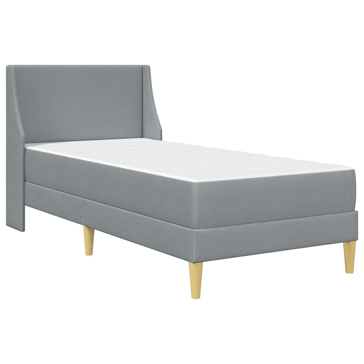 vidaXL Bed Frame with Mattress Light Grey 90 x 190 cm Fabric 3