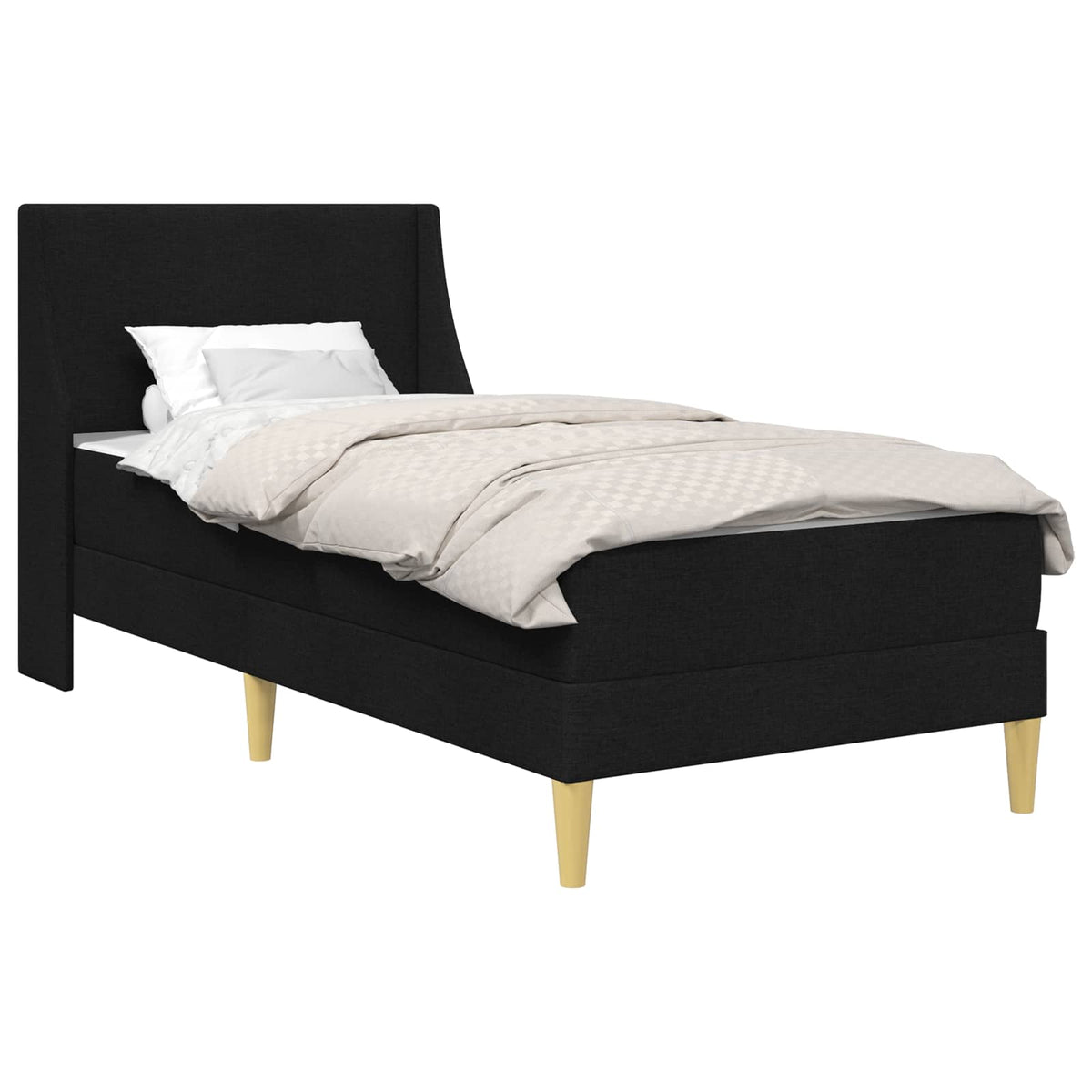 vidaXL Bed Frame with Mattress with Headboard Black 90 x 190 cm Fabric 2