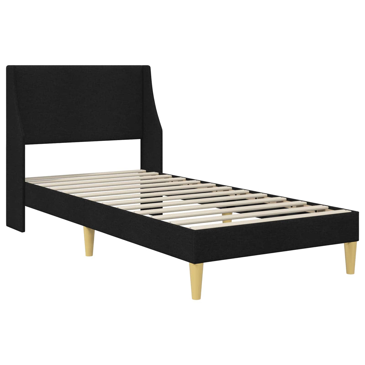 vidaXL Bed Frame with Mattress with Headboard Black 90 x 190 cm Fabric 4