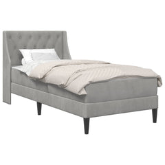 vidaXL Bed Frame with Mattress Light Grey 90 x 190 cm Velvet 2