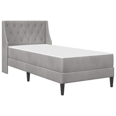 vidaXL Bed Frame with Mattress Light Grey 90 x 190 cm Velvet 3