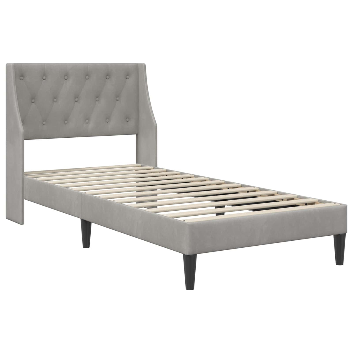 vidaXL Bed Frame with Mattress Light Grey 90 x 190 cm Velvet 4