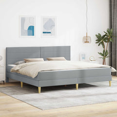 Bed Frame with Mattress 90 x 190 cm Fabric Light grey 6FT Super King Size