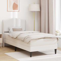 Bed Frame with Mattress 90 x 190 cm Faux Leather White 3FT Single