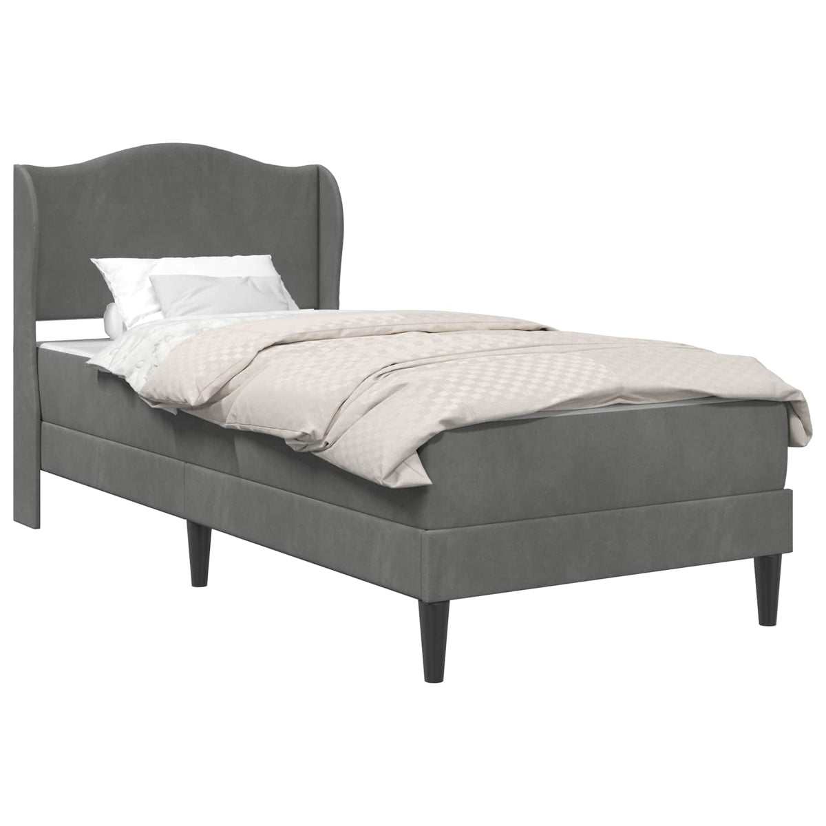 Bed Frame with Mattress 90 x 190 cm Velvet Dark grey 3FT Single