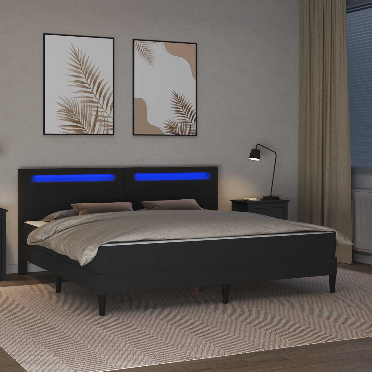 Bed Frame with Mattress 180 x 200 cm Faux Leather Black