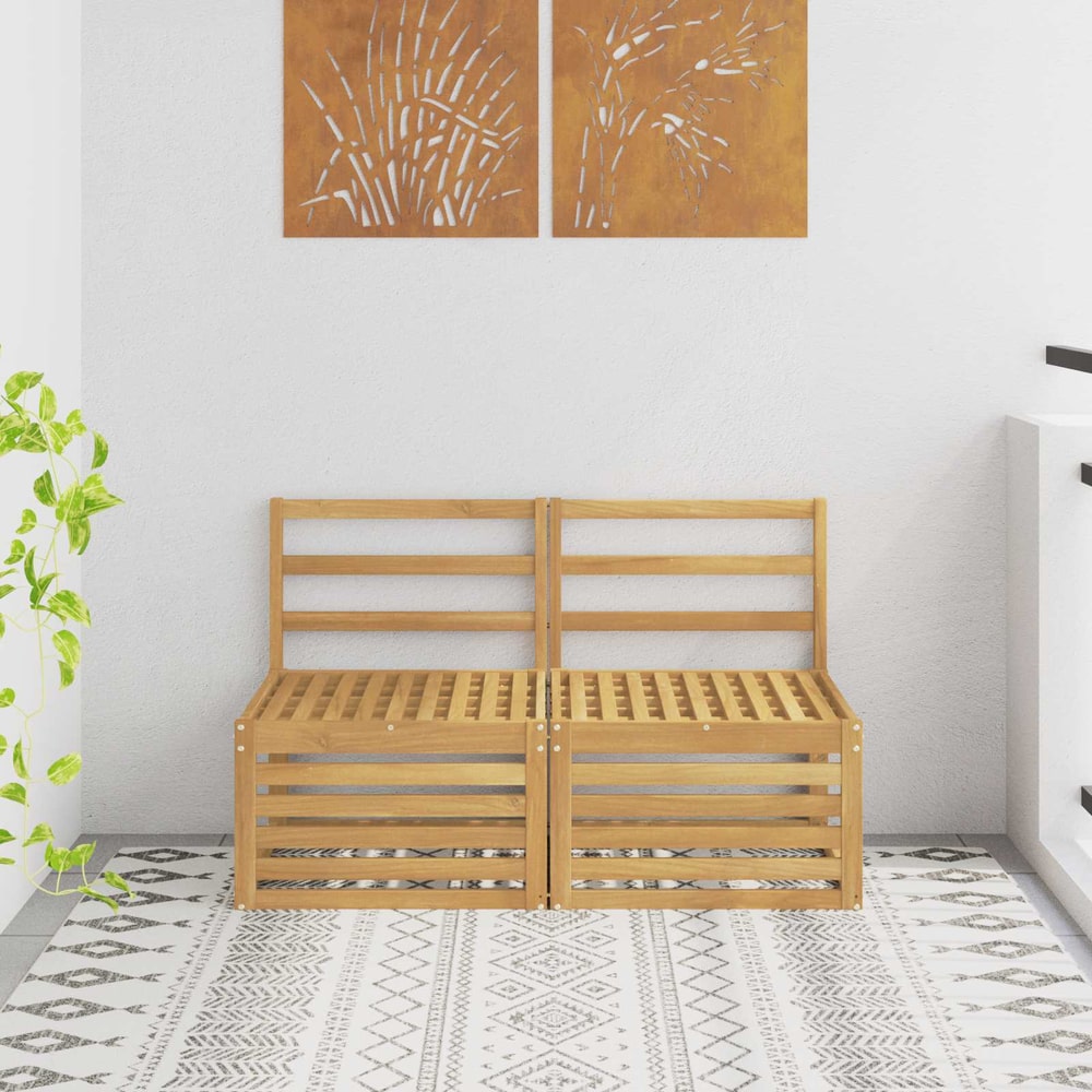 Outdoor Solid Acacia Wood 59 x 59 x 37 cm Whitewash 2x middle