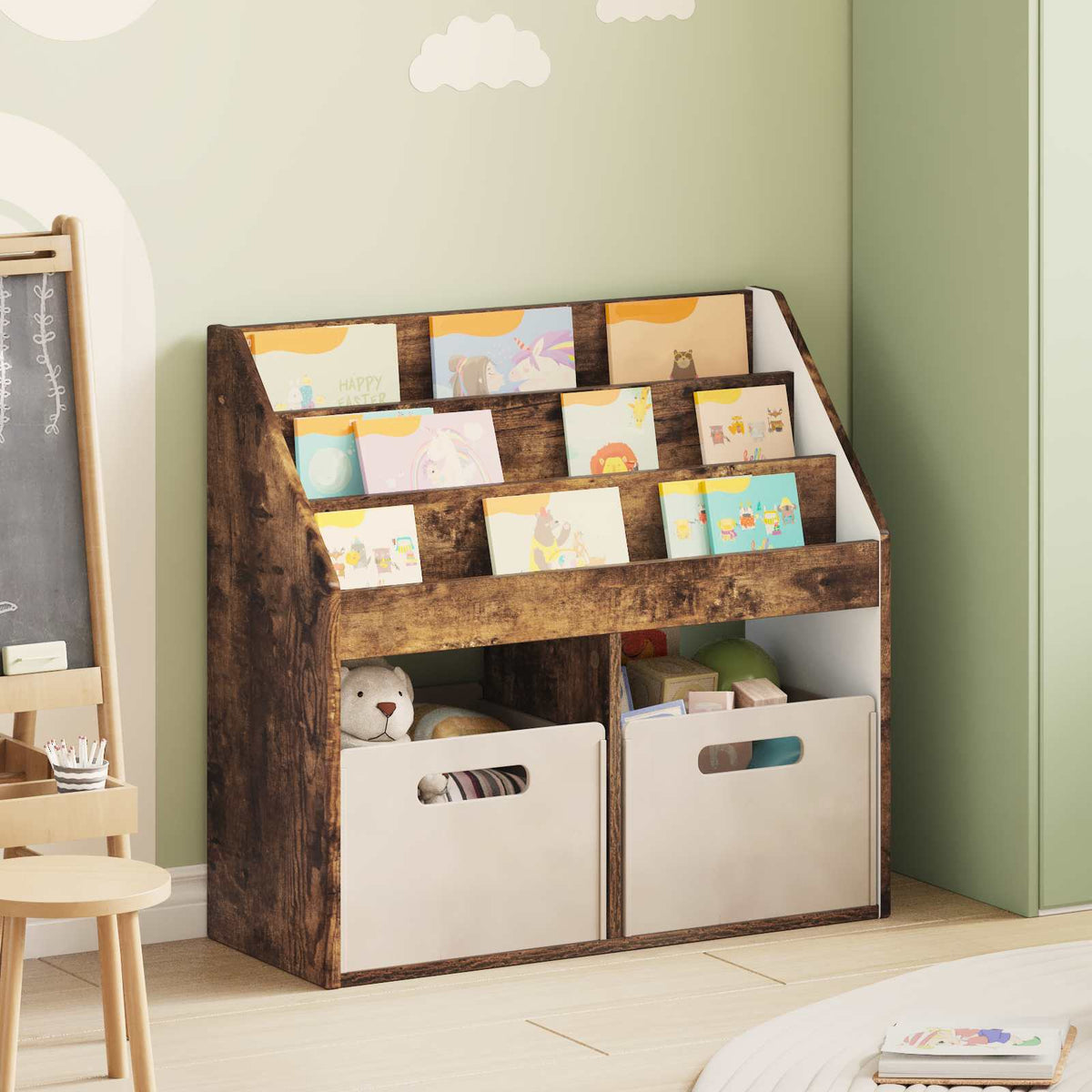 Kids Bookshelf 72.5 x 29.5 x 69 cm Engineered Wood Smoked oak