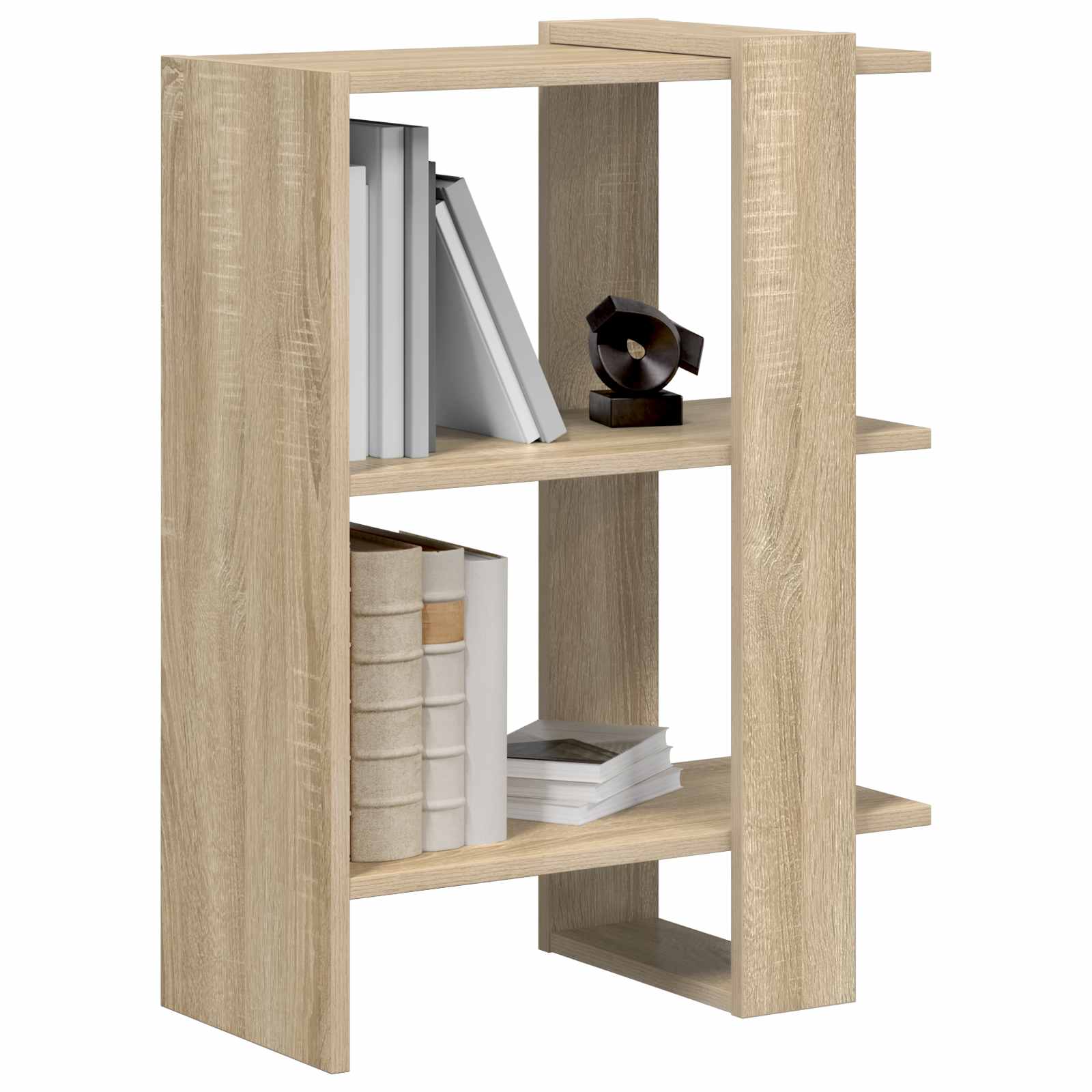 vidaXL Bookshelf 2-Tier 52 x 25 x 71.5 cm Engineered Wood Sonoma Oak 3
