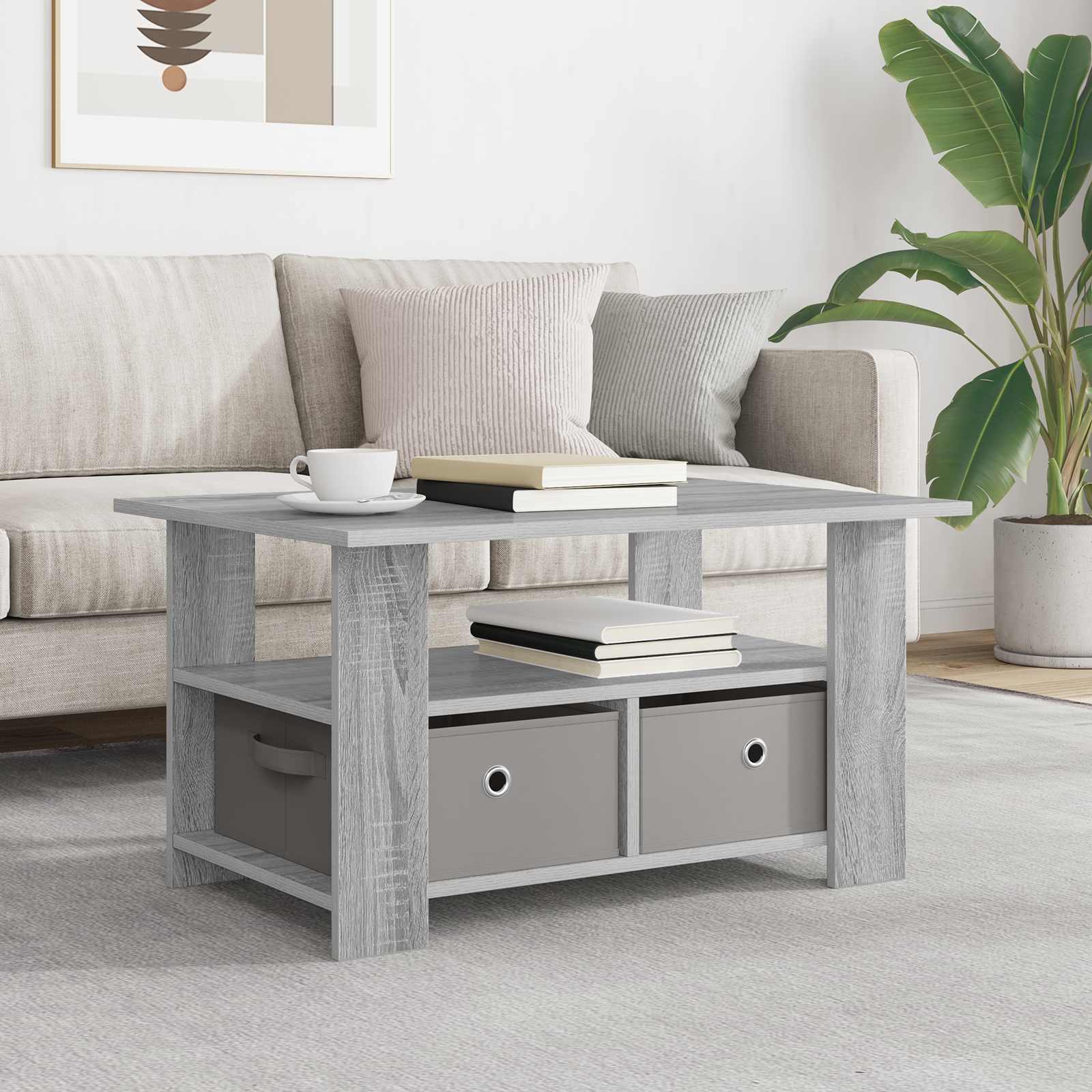 vidaXL Coffee Table Grey Sonoma 77 x 55 x 42 cm Engineered Wood 1