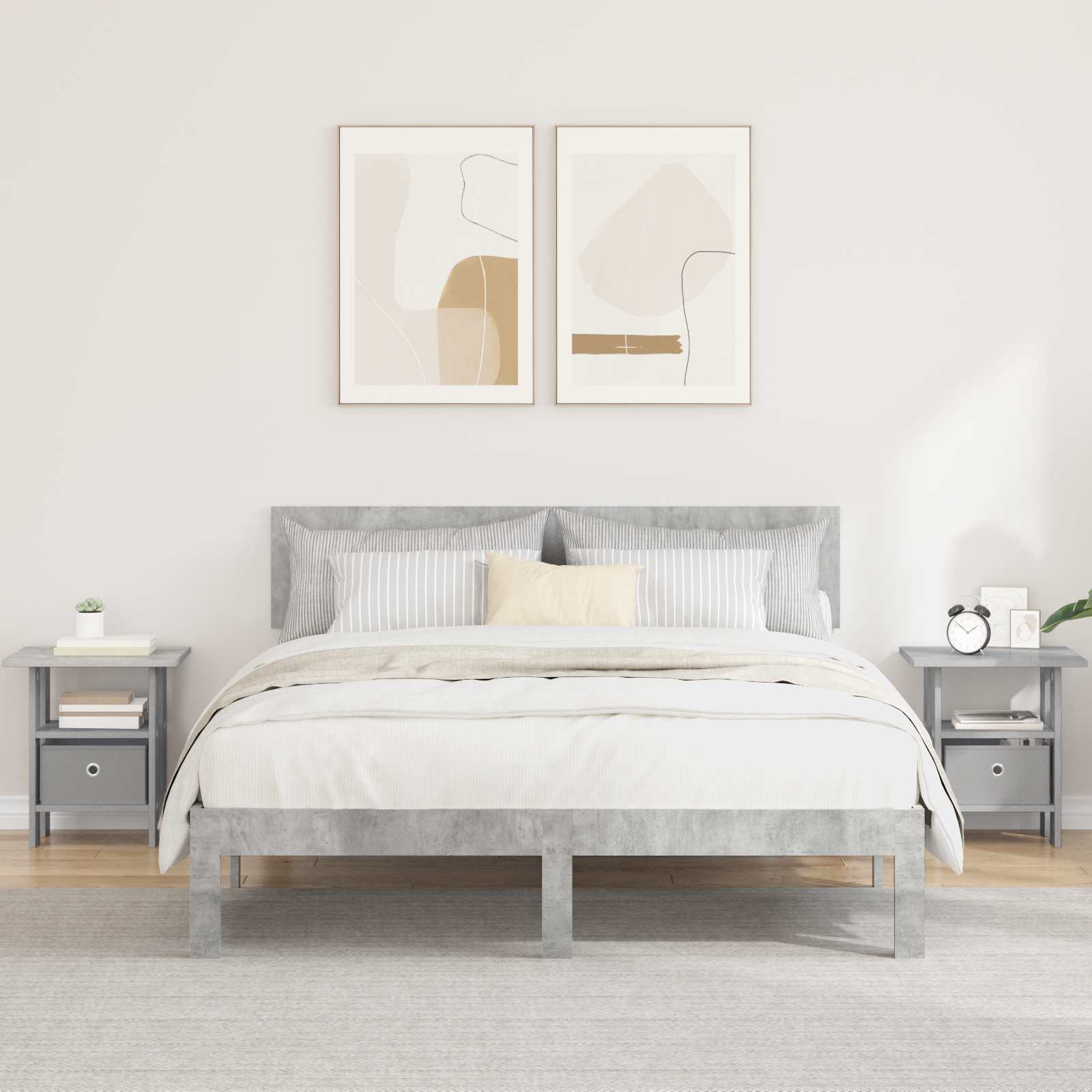 vidaXL Bedside Table 2 pcs Concrete Grey 41 x 40 x 45 cm 1