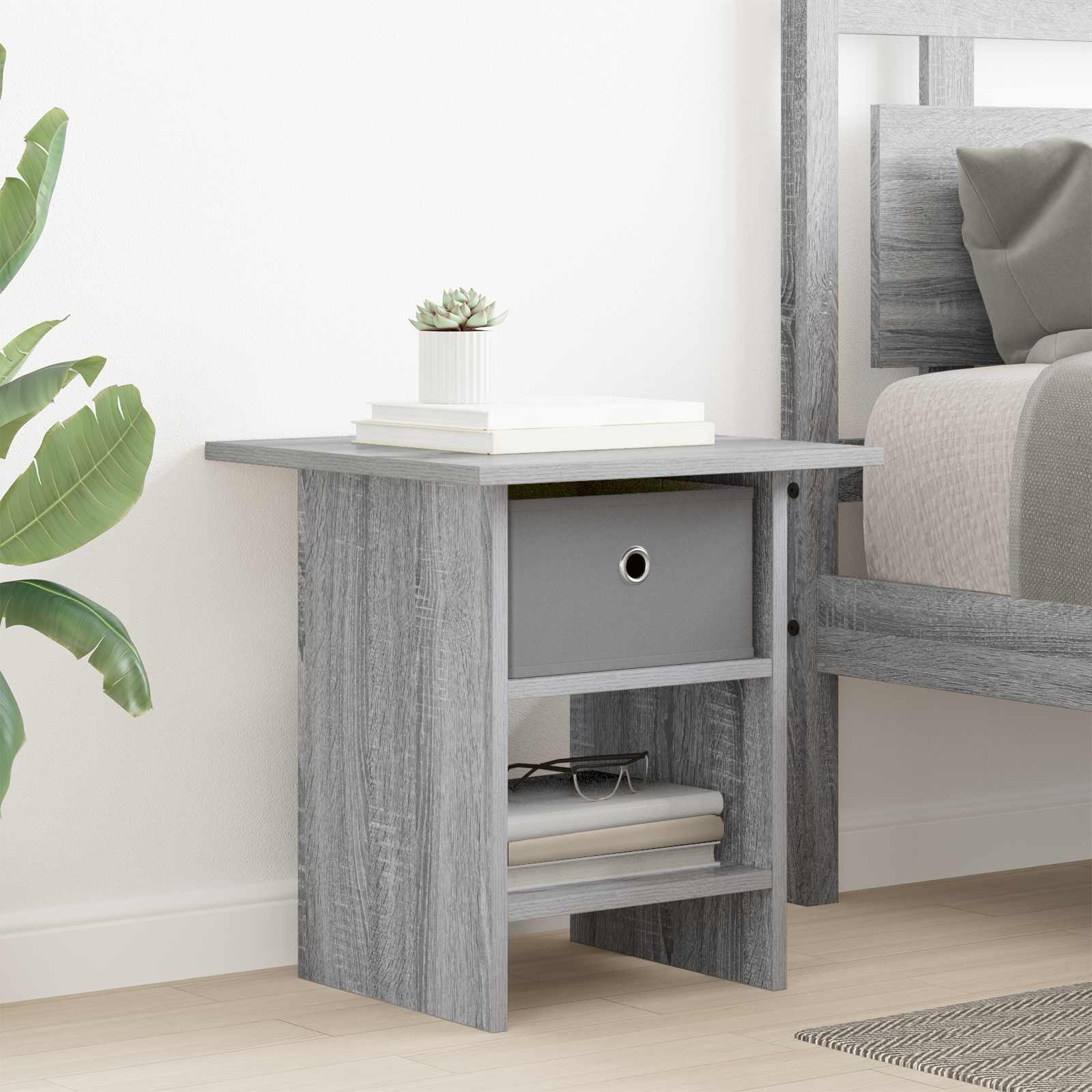 vidaXL Bedside Table Grey Sonoma 41 x 40 x 45 cm Engineered Wood 1