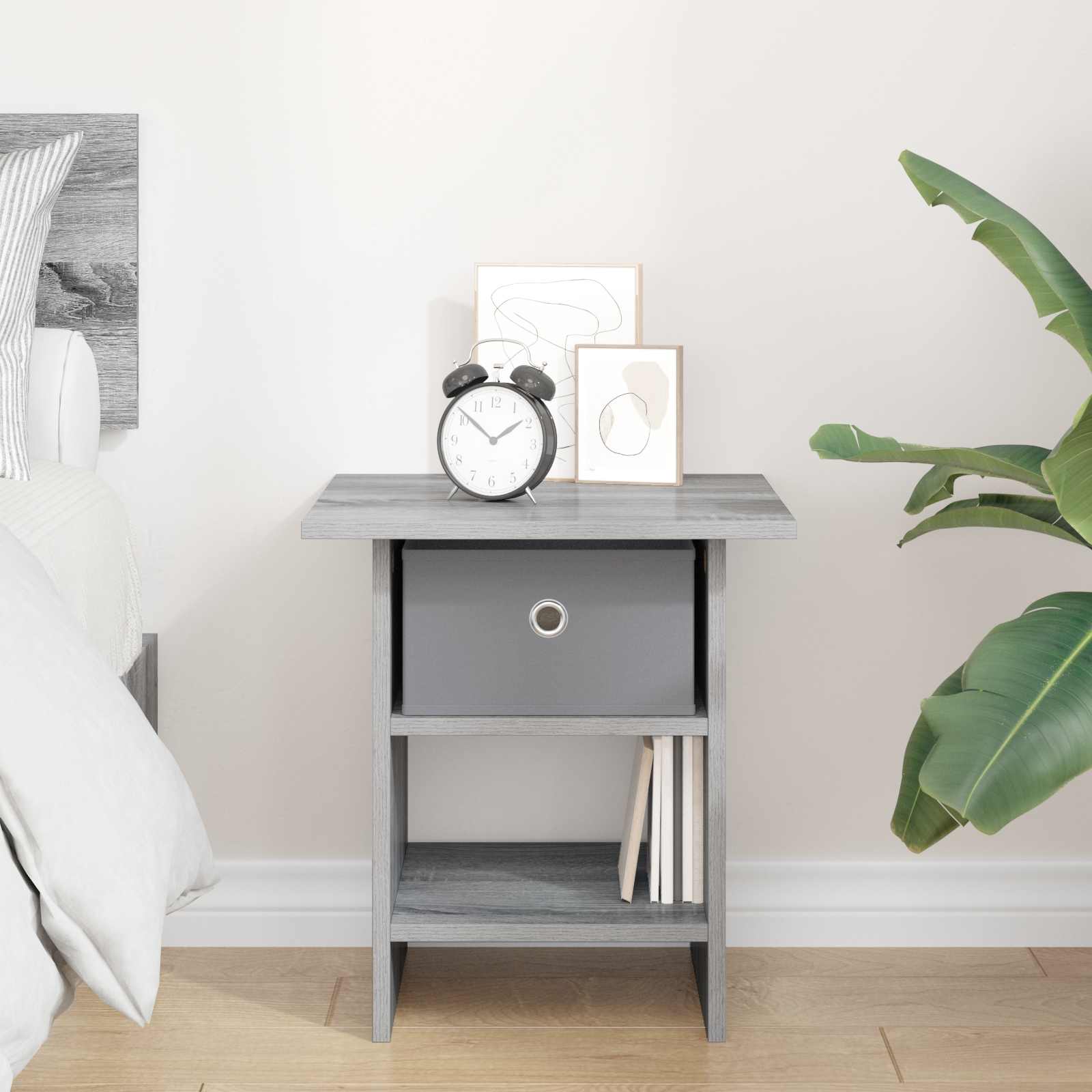 vidaXL Bedside Table Grey Sonoma 41 x 40 x 45 cm Engineered Wood 4